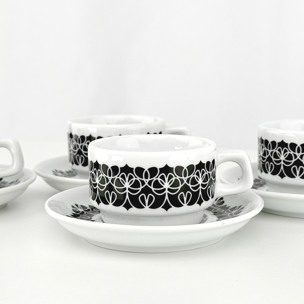 notNeutral‎ Poland Espresso Cups & Saucers Set Black White Geometric Mod Set 4